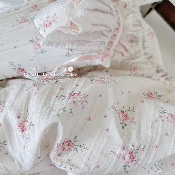 NWT White and Pink Floral Print Corset Top + Bloomers + Train Dress - Picture 4 of 9